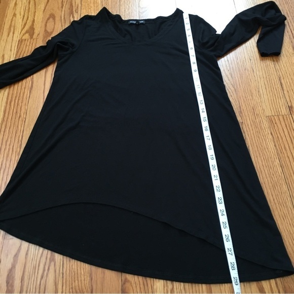 Eileen Fisher Bateau Neck Long Sleeve Asymmetrical Black Jersey Tunic - Picture 8 of 15